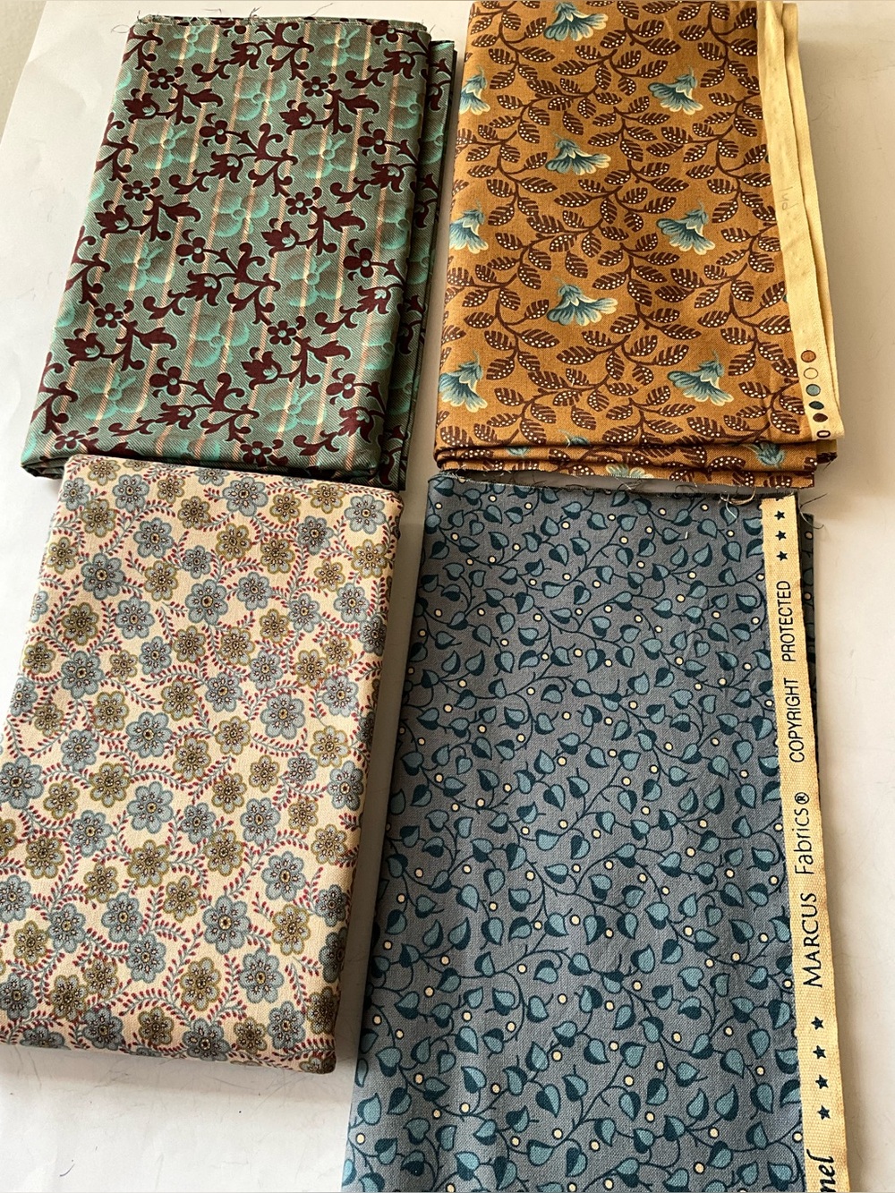 Quilting Fabrics Moda Pattern #8184 #15794 Antique Designs Paisley Brown Teal